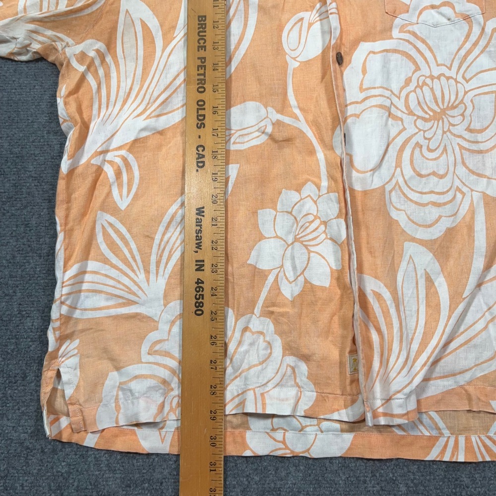 Tommy Bahama Floral Linen Button Up Shirt Mens XL Short Sleeve Coral Beach Relax - Picture 6 of 7
